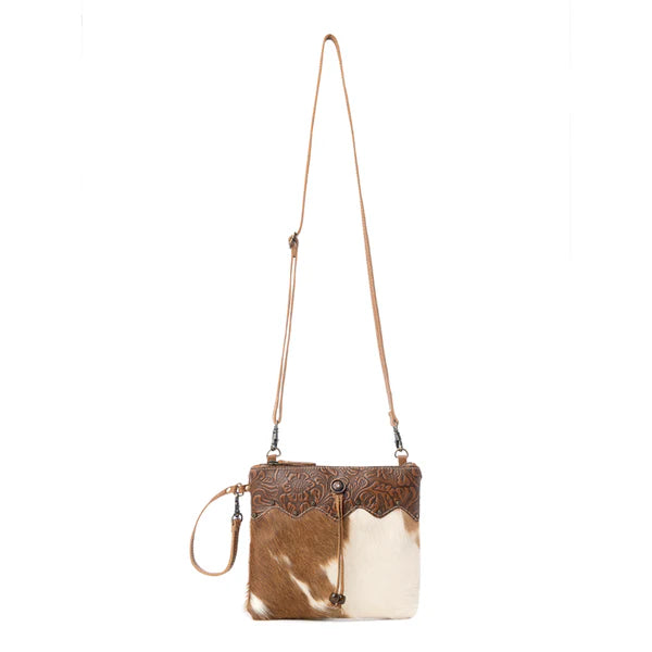 Myra Ornate Hair-On-Hide & Tooled Leather Handbag